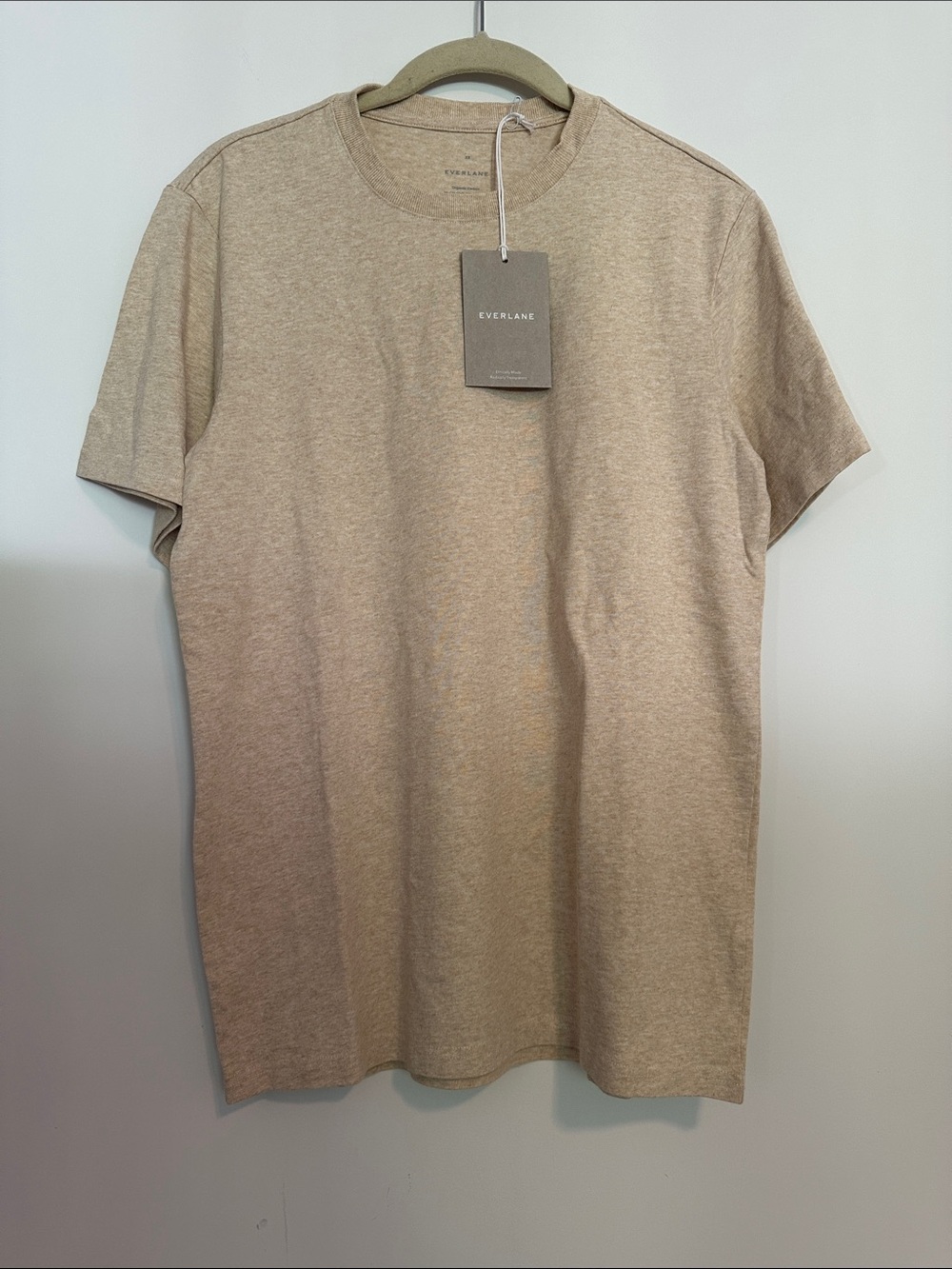 Everlane Short-Sleeve Crew Tee Light Tan NWT men’s XS organic cotton premium